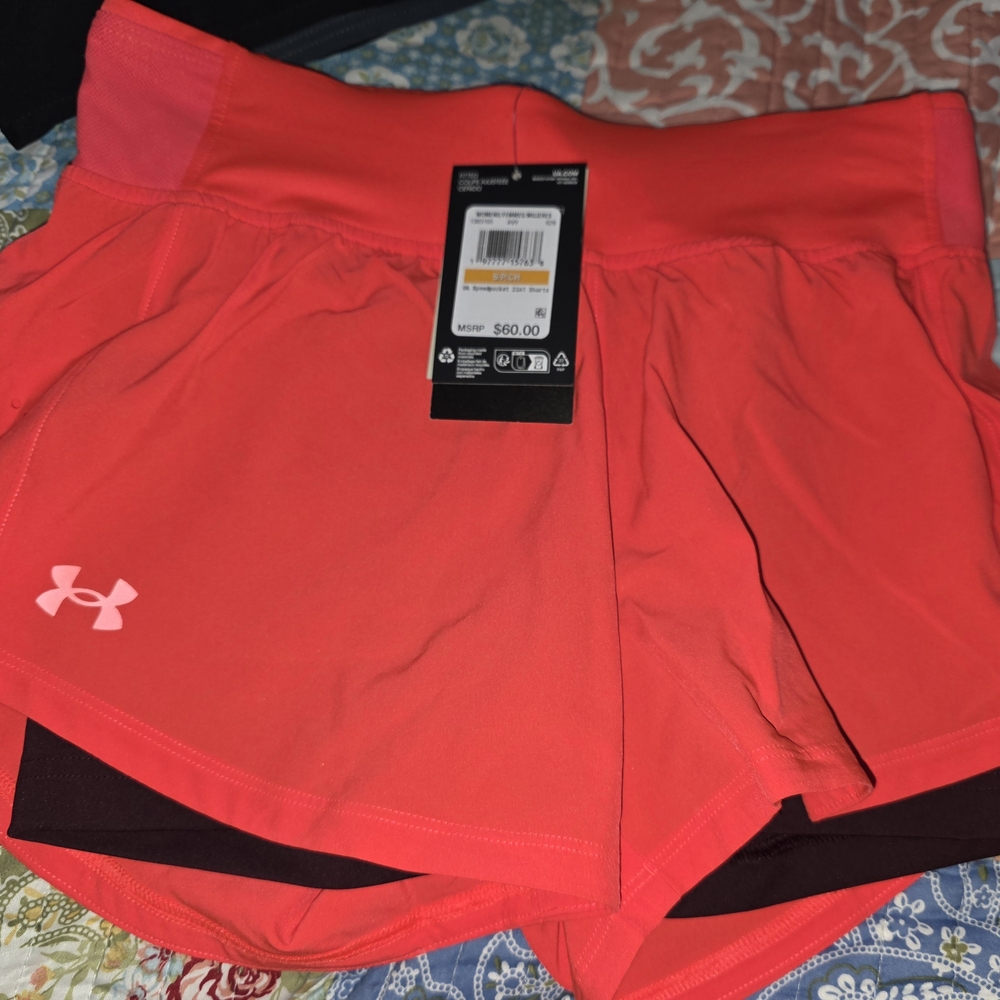 New Under Armour Women's Bright Coral Athletic Shorts